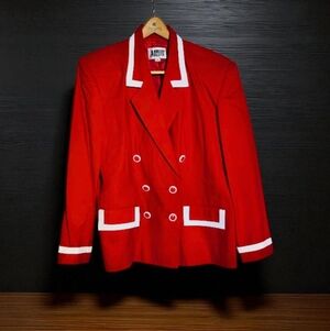 Morgan Miller Red Blazer with White Trim Sz 18 With Original Tag